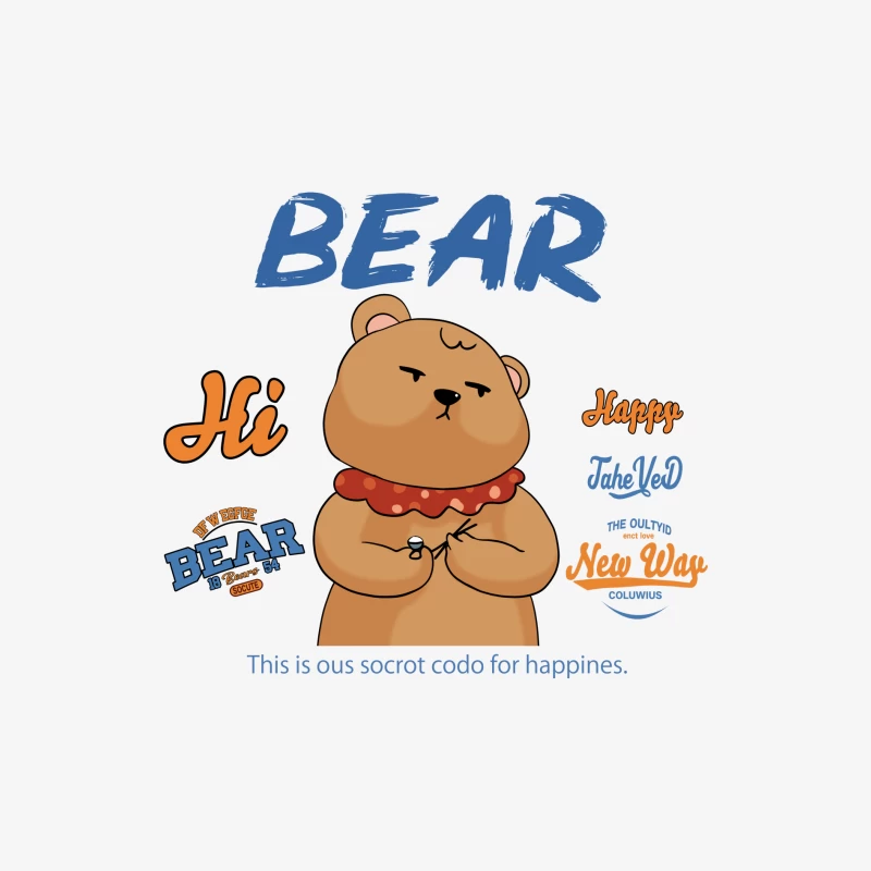 Bär mit Geheimcode für Glück Herren Langarm T-Shirt