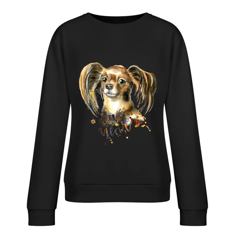 Portrait de chien et Nouvel An aquarelle Femme Sweat-shirt à enfiler