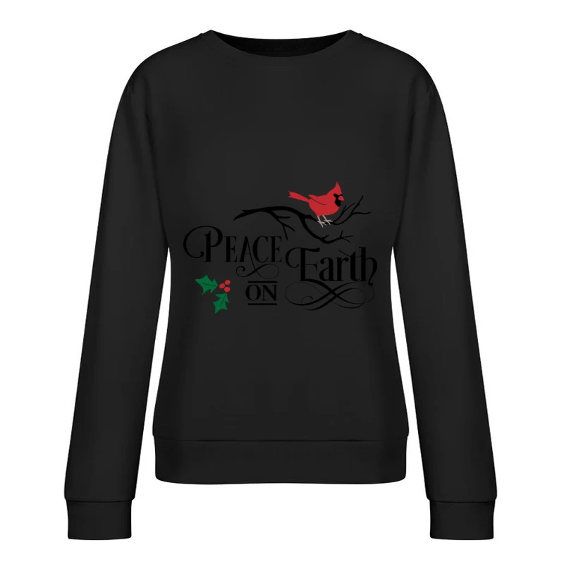 Paix sur Terre avec Cardinal et Houx Femme Sweat-shirt à enfiler
