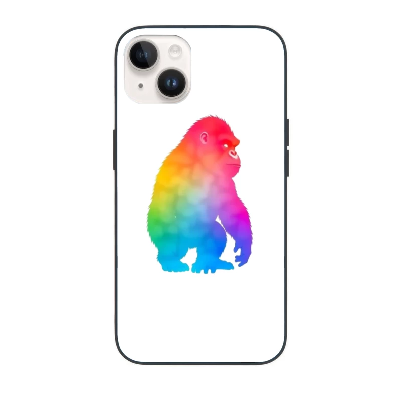 Rainbow Gradient Gorilla Silhouette Art iPhone Case