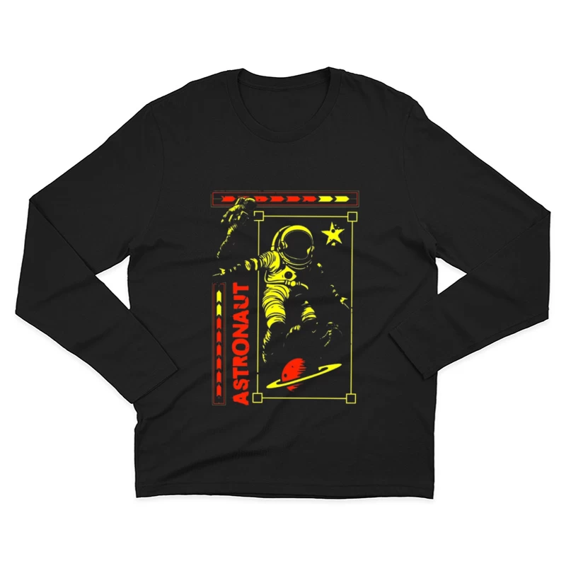 Retro Space Astronaut Vintage Poster Design Male Long Sleeve T-Shirt