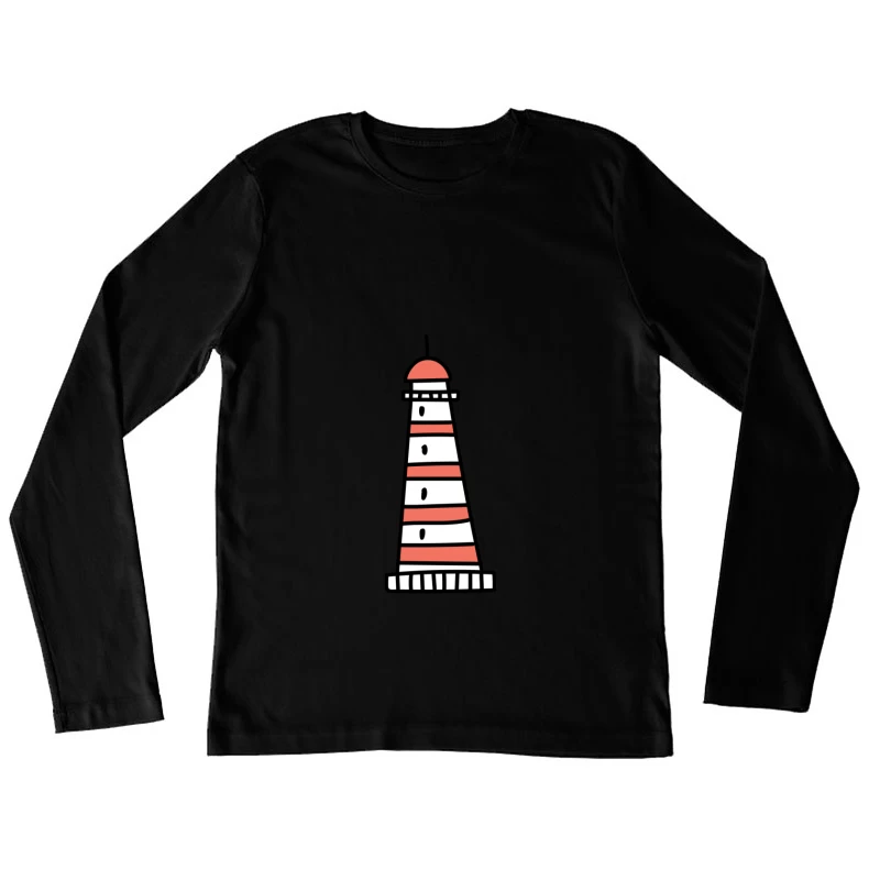 Desssin de phare rayé rouge et blanc Femme Manches Longues T-Shirt