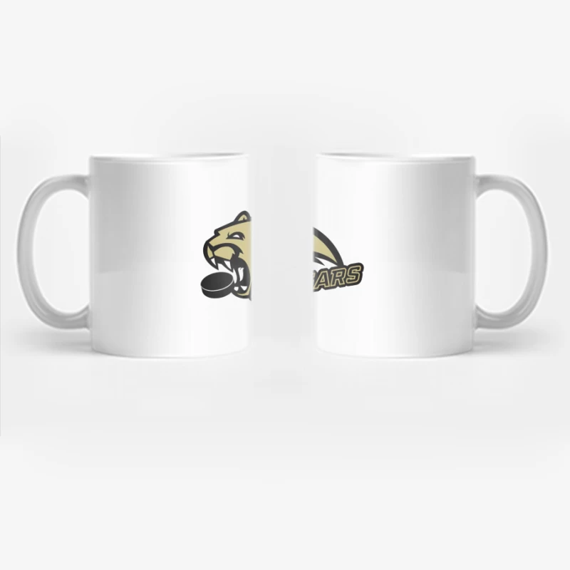 Gold and Black Cougar Hockey Team Mascot Logo Coffee Mug