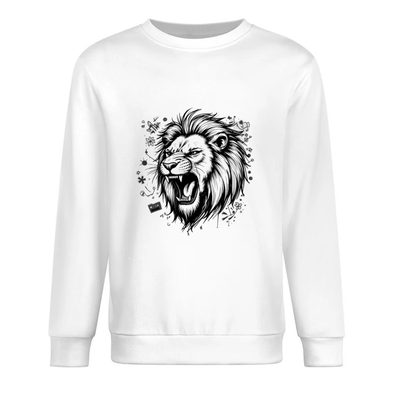 Roaring Lion Illustration Male Pullover Sweatshirt
