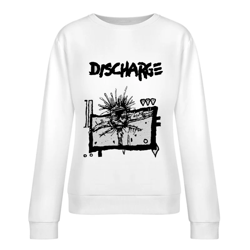 Discharge Punk Band Skull Logo Artwork Female Pullover Sweatshirt