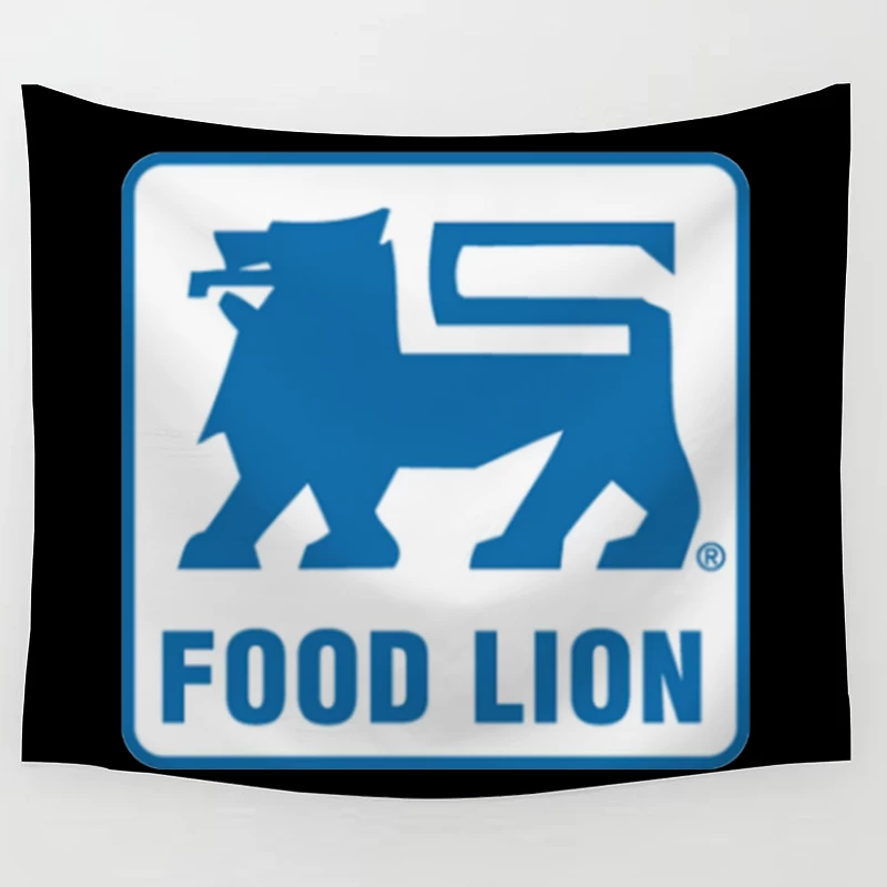 Food Lion Supermarket Chain Blue Logo with Lion Symbol Tapestry