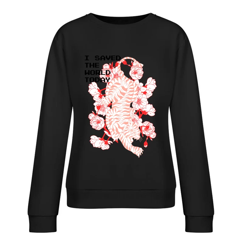 Tigre blanc et fleurs Femme Sweat-shirt à enfiler
