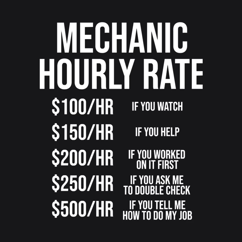 Mechanic's Humorous Progressive Hourly Rate Chart Female Pullover Hoodie