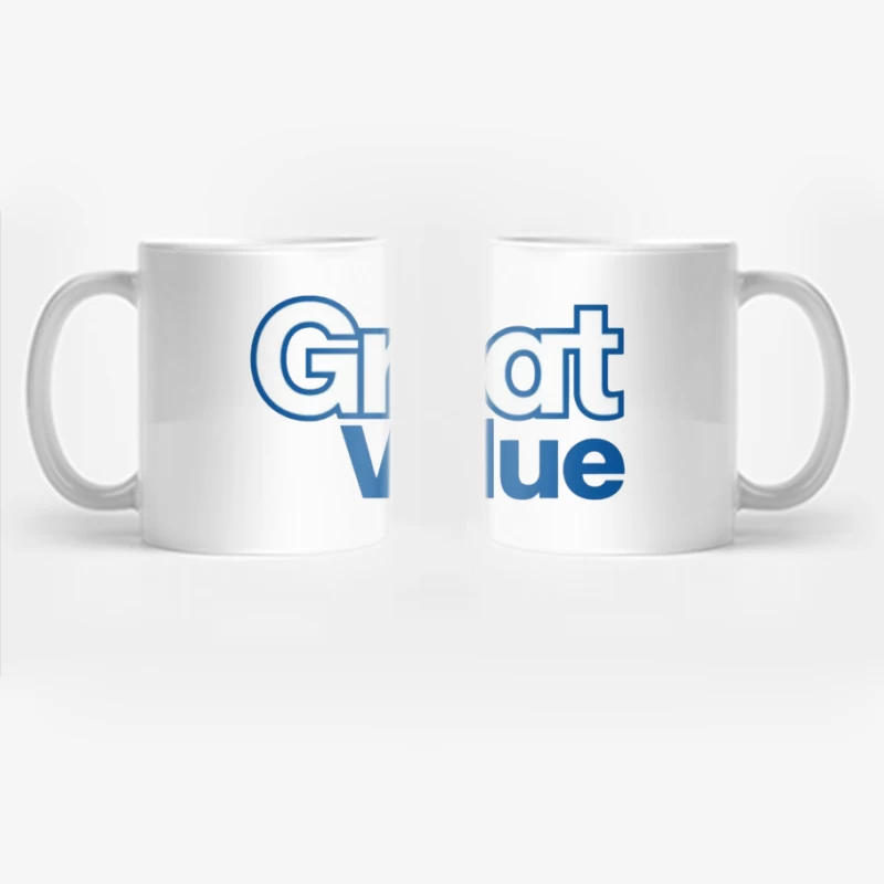 Great Value Walmart Store Brand Logo in Blue Text Coffee Mug