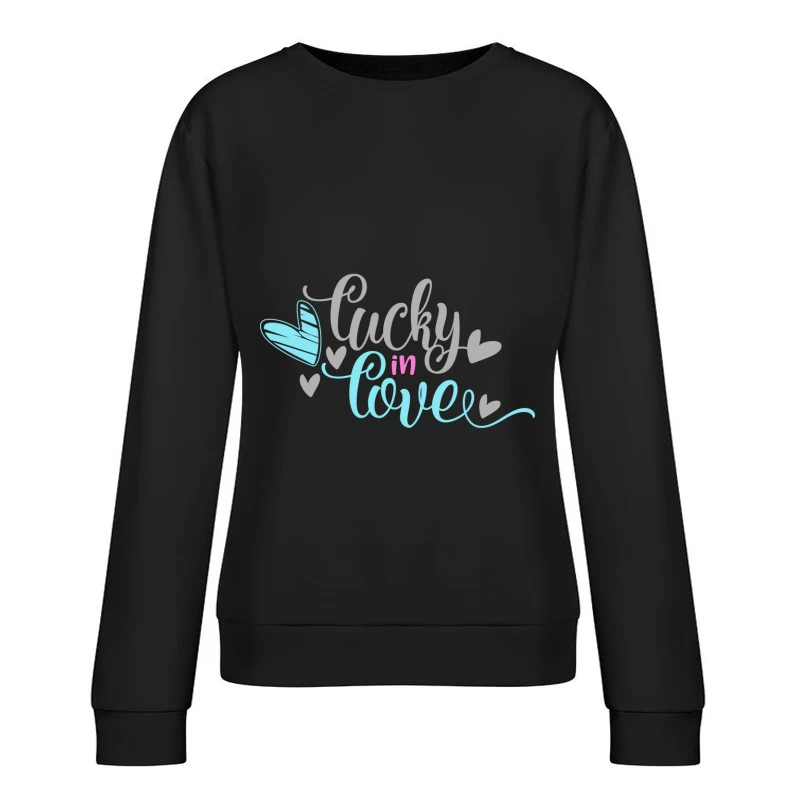 Motif chance amoureux avec cœurs Femme Sweat-shirt à enfiler