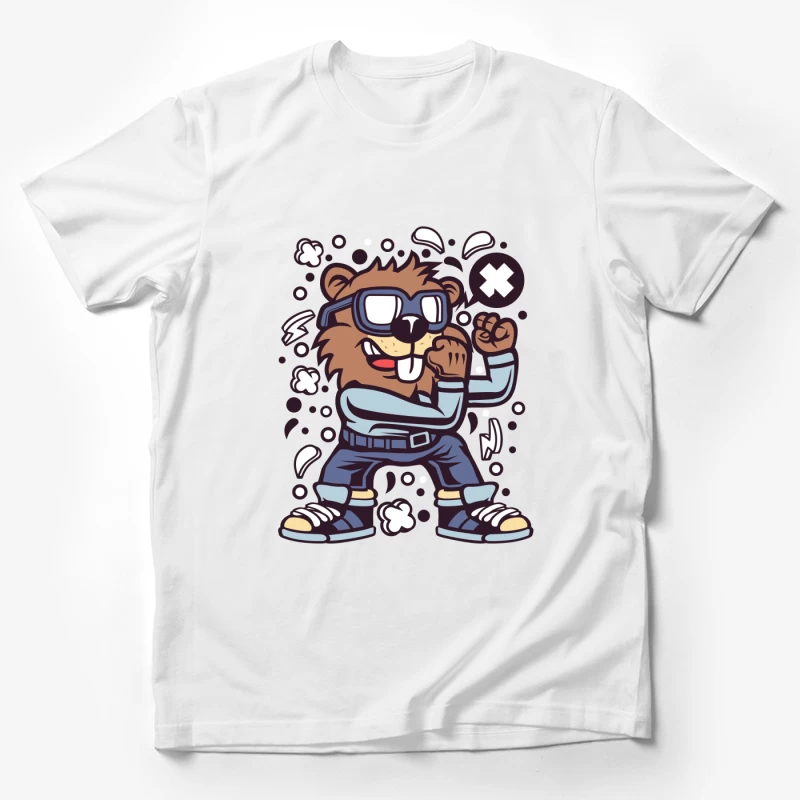 Castor cool avec lunettes et bulles Homme T-Shirt