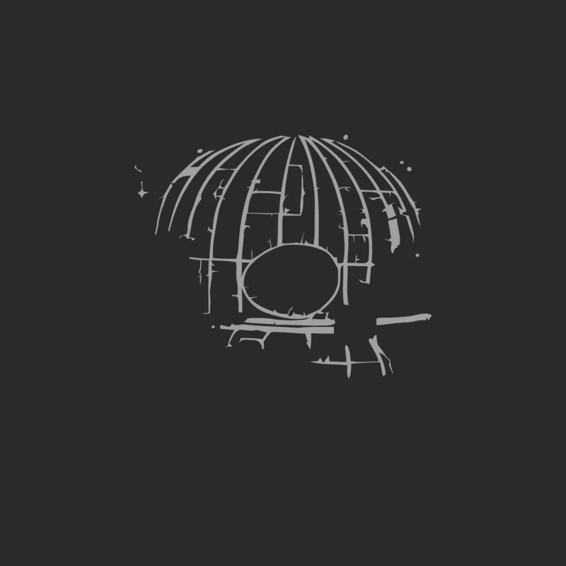Minimalist Sketch of a Birdcage Baseball Cap