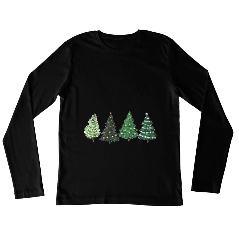 Arbres de Noël en céramique illuminés Femme Manches Longues T-Shirt