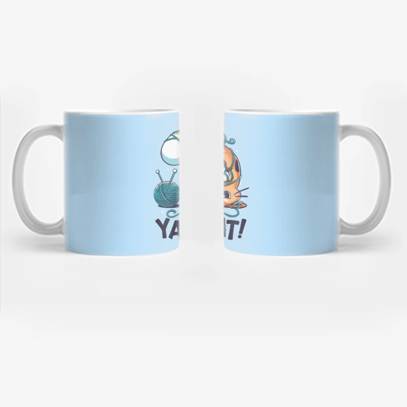 Yarn It! Whimsical Cat Illustration Coffee Mug