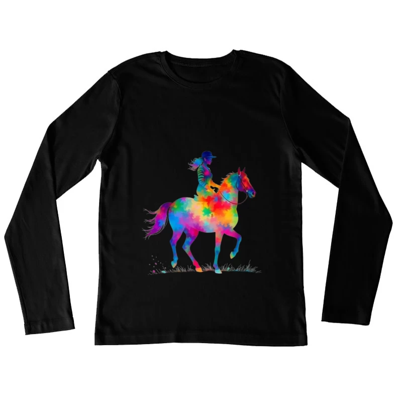Colorful Horse Rider Female Long Sleeve T-Shirt