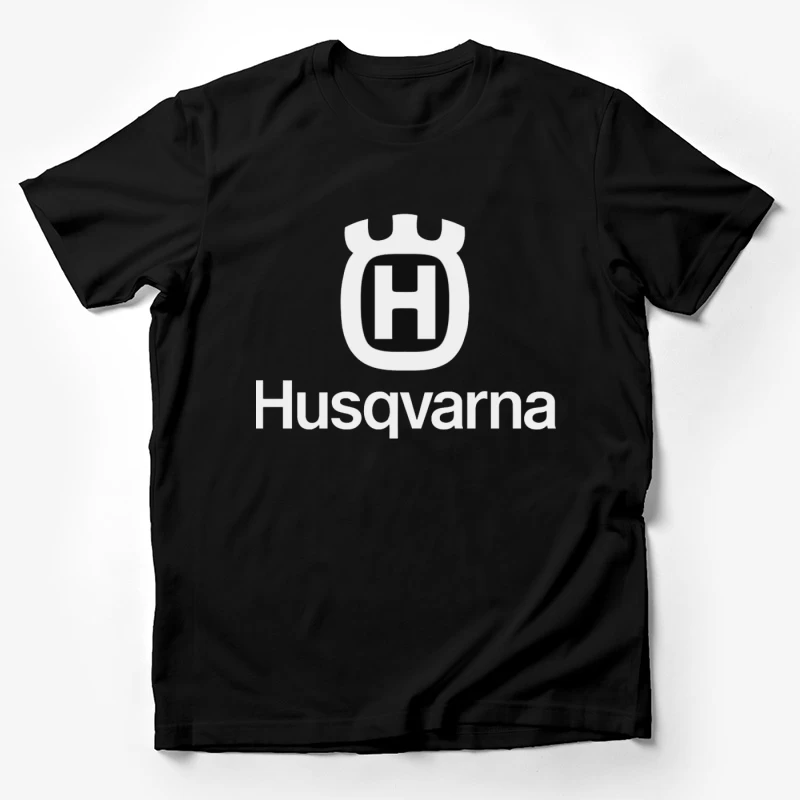 Husqvarna Brand Logo in Black and White Male T-Shirt