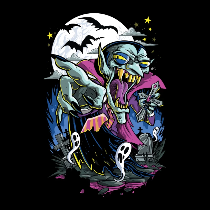 Spooky Halloween Vampire Graphic Pin