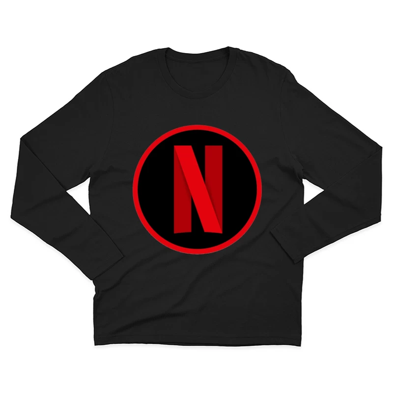 Netflix Streaming Service Logo in Red and Black Circle Male Long Sleeve T-Shirt