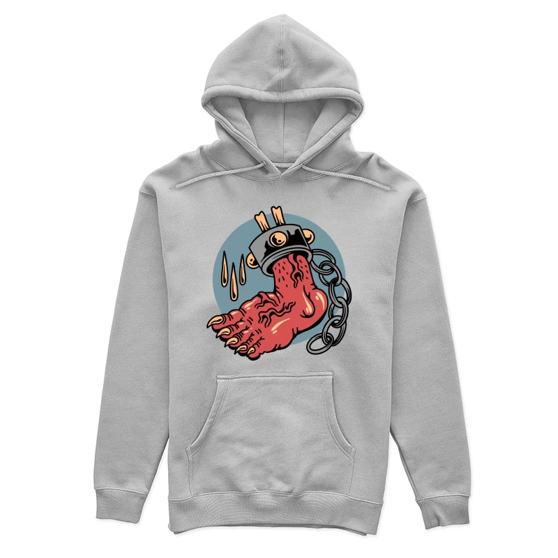 Surreal Horror Illustration of a Chain-Bound Hand Female Pullover Hoodie