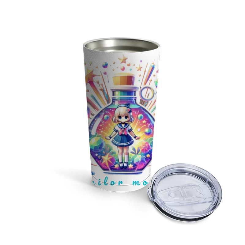 Magical Chibi Sailor in Rainbow Crystal Bottle Travel Mug