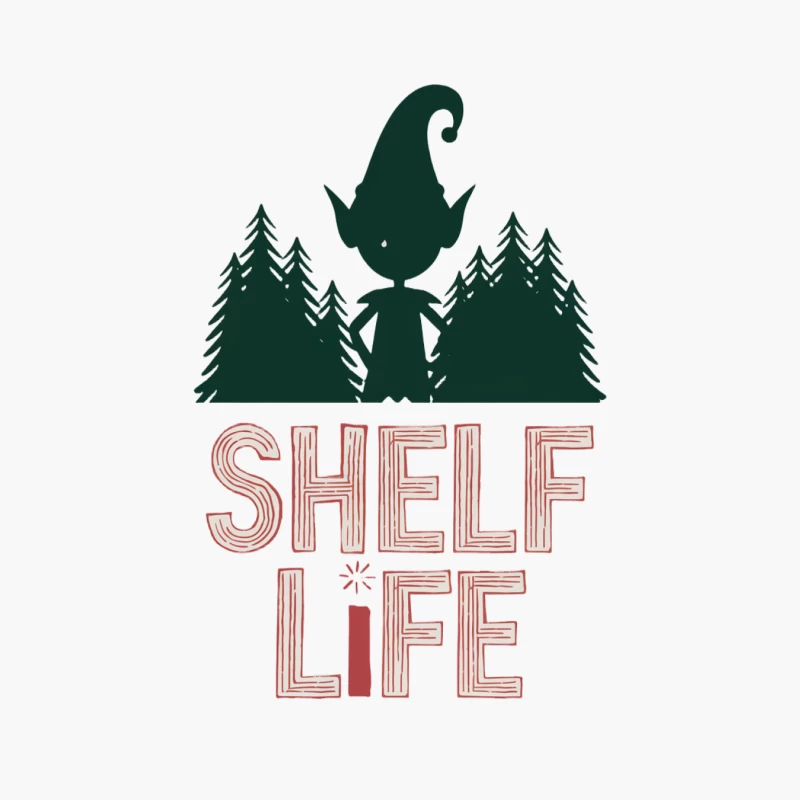 Christmas Elf Forest Shelf Life Typography Design Cotton Tote Bag