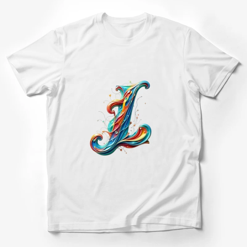 Ornate Quilling Typography: Colorful Letter L Design Male T-Shirt