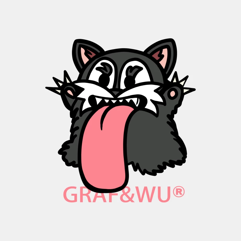 Grafisches Katzenlogo mit Zunge Herren Tanktops