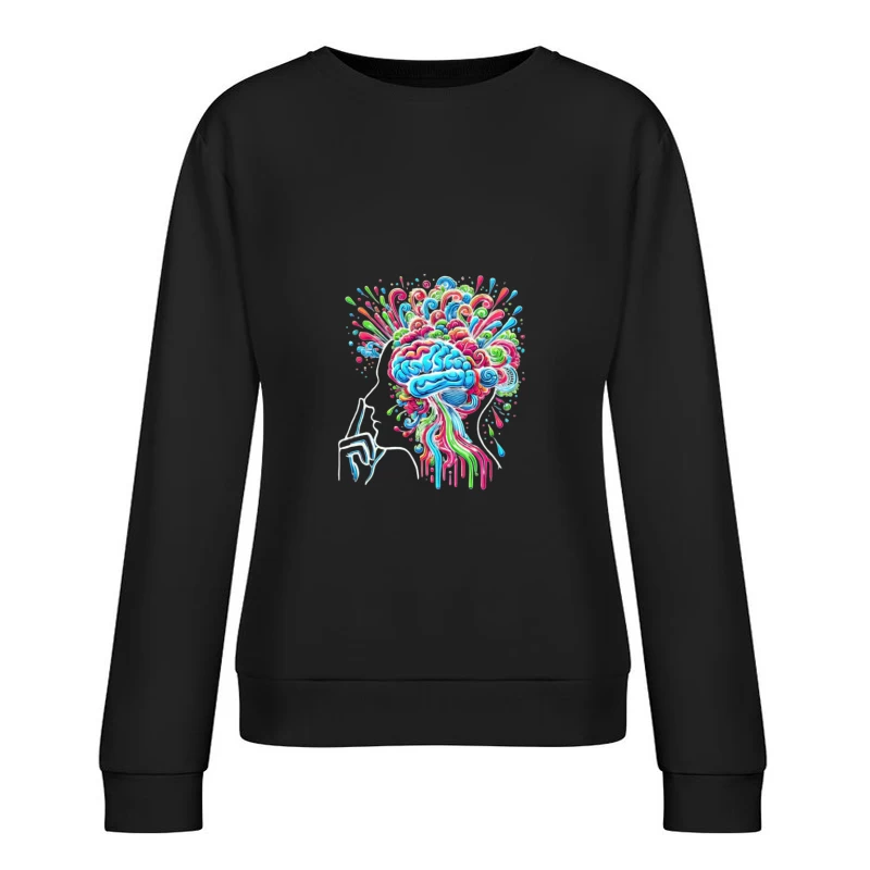 Psychedelic Brain Explosion in Vibrant Colors Female Pullover Sweatshirt