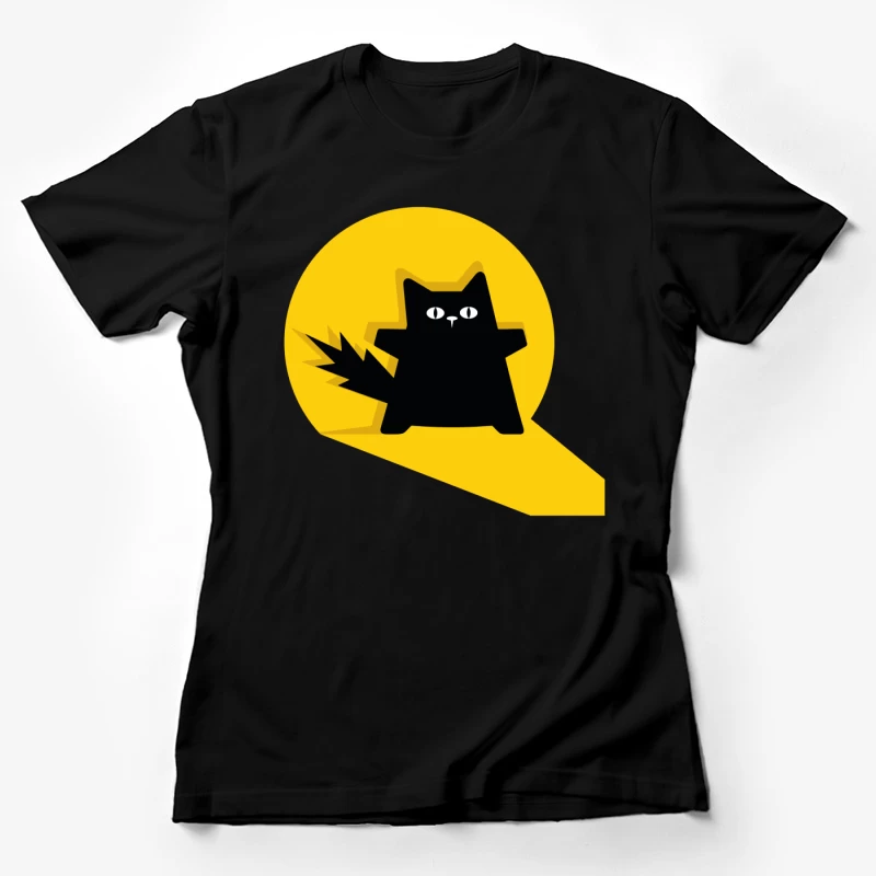 Bold Black Cat Spotlight Female T-Shirt