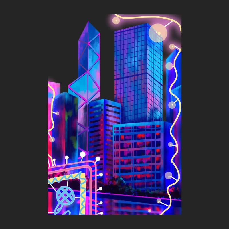Neon Skyline Kunst Herren Pullover Sweatshirt