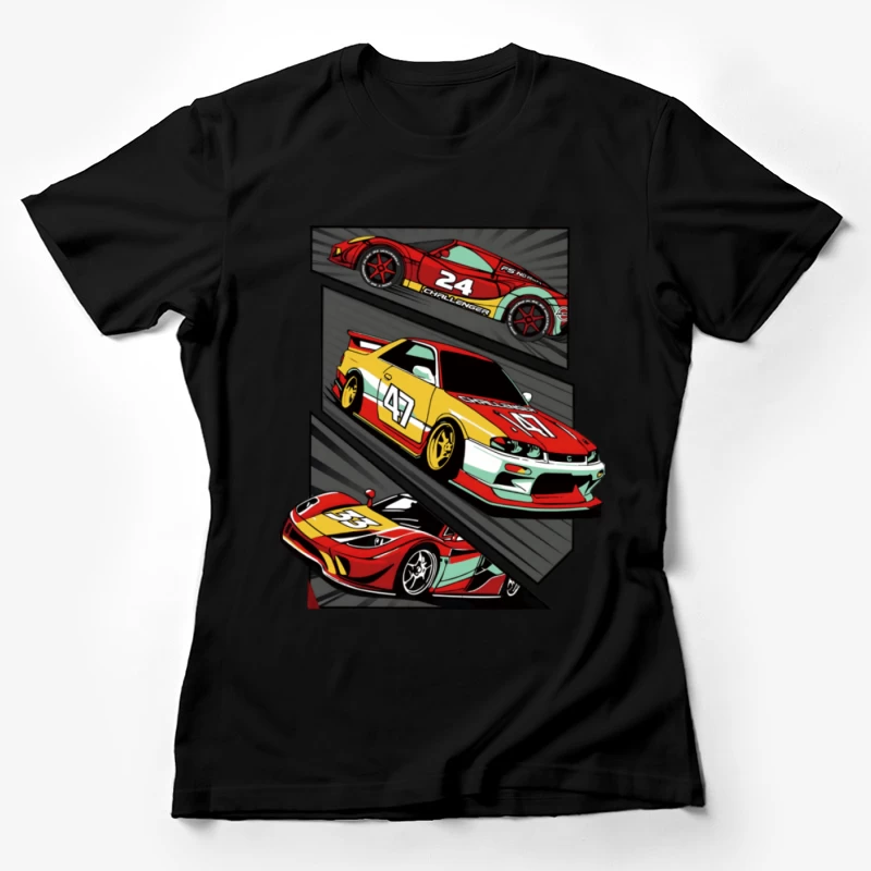 Bunte Rennwagen-Designs Damen T-Shirt