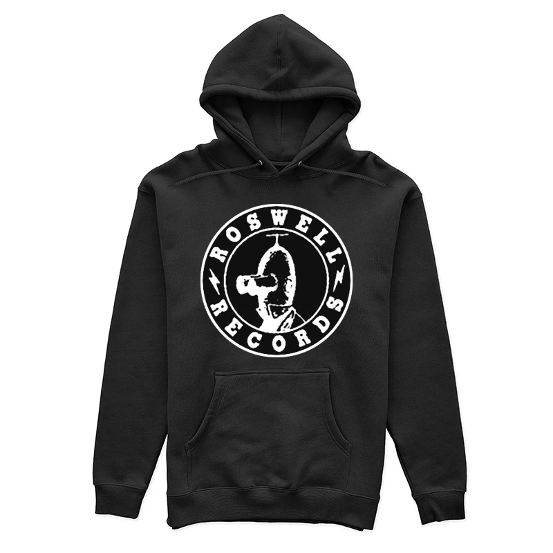 Roswell Records Black and White Circular Logo Female Pullover Hoodie