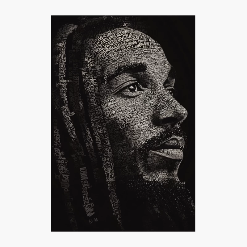 Typographic Portrait: Artistic Profile in Black and White Cotton Tote Bag