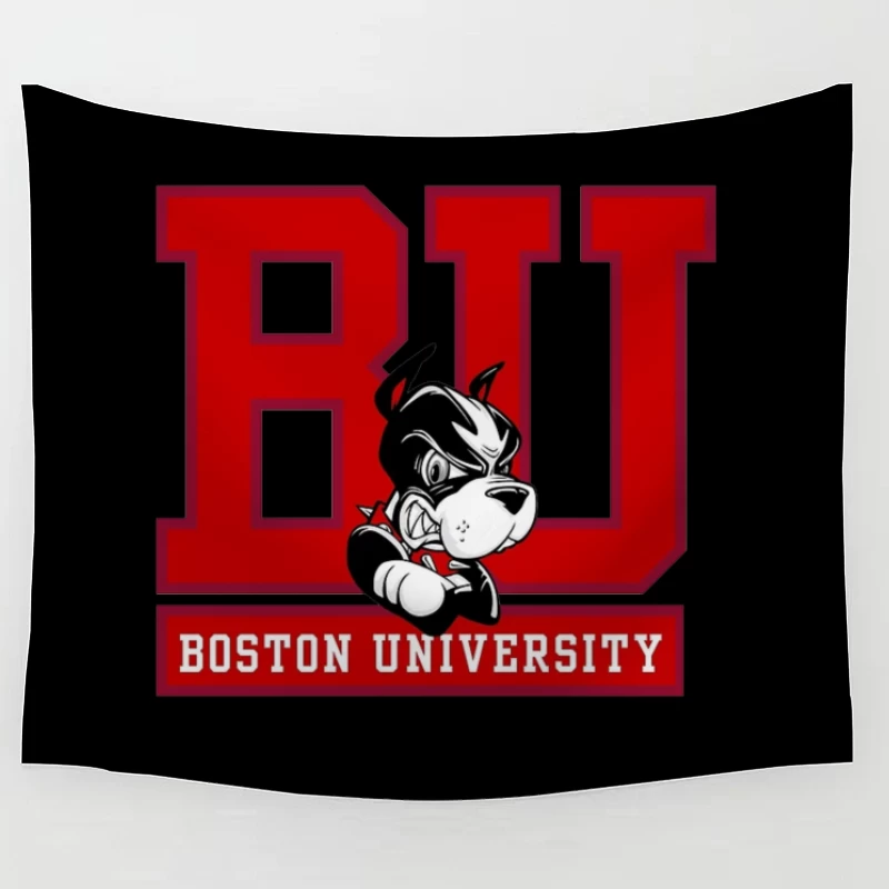 Boston University Logo with Terrier Mascot Tapestry