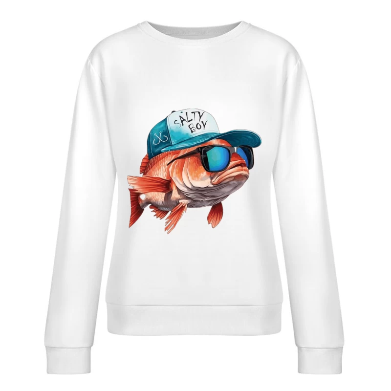 Lustiger Fisch mit Sonnenbrille und Kappe Damen Pullover Sweatshirt