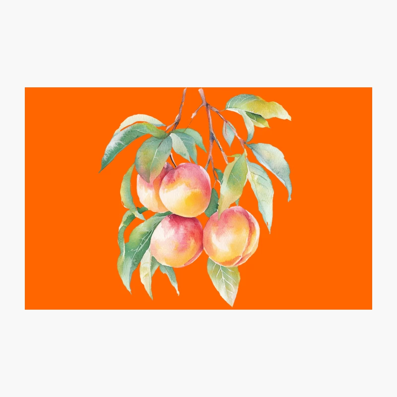 Watercolor Illustration of Peach Branch with Ripe Fruits Travel Mug