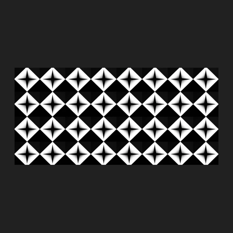 Geometric Black and White Diamond Pattern with Optical Illusion Effect Bucket Hat
