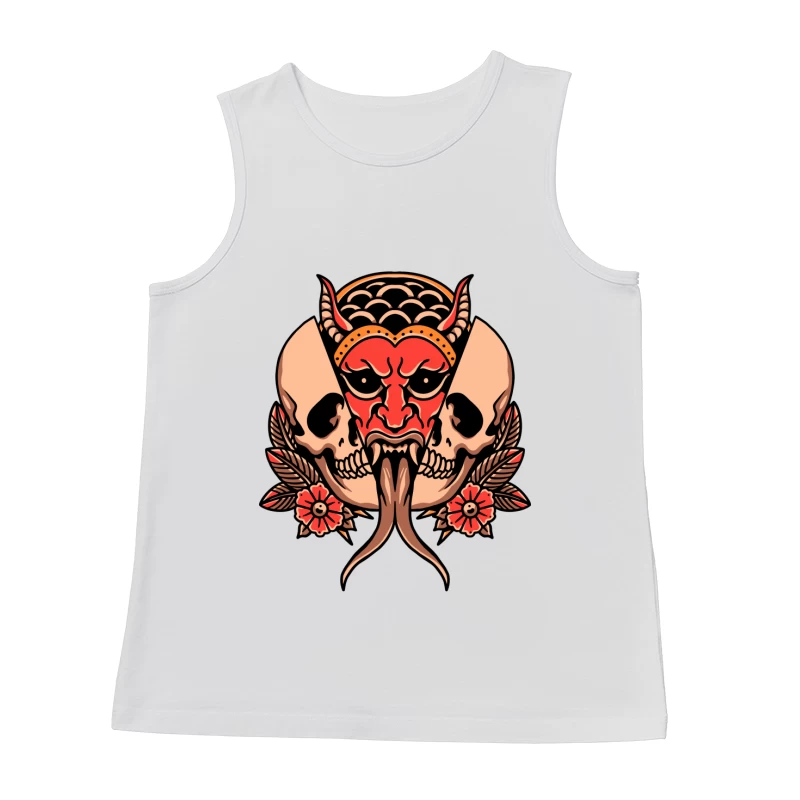 Fierce Demon and Skull Artwork Male Tank Top