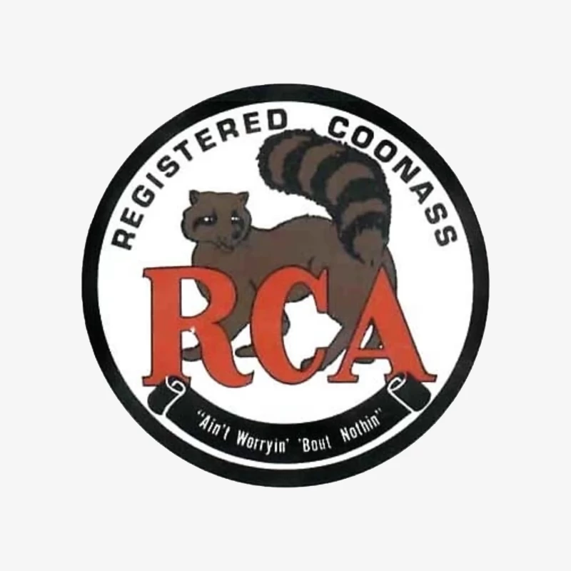 Registered Coonass RCA Logo with Raccoon Mascot and Humorous Slogan Male Pullover Sweatshirt