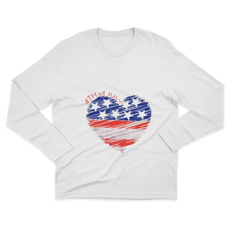 Design en forme de cœur pour le 4 juillet Homme Manches Longues T-Shirt