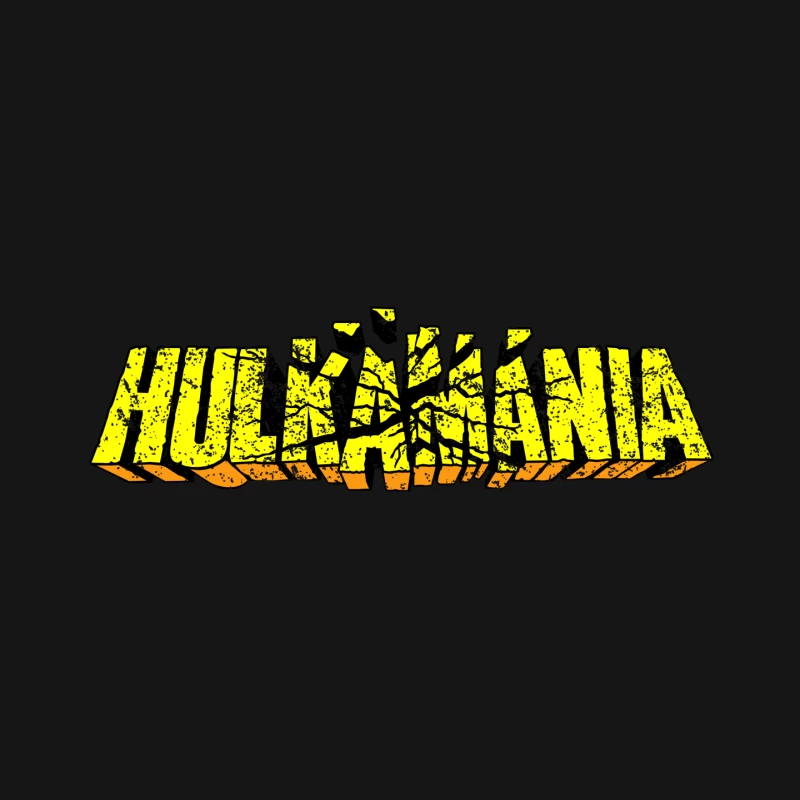 Retro Hulkamania Wrestling Logo with Cracked Yellow Text Mouse Pad