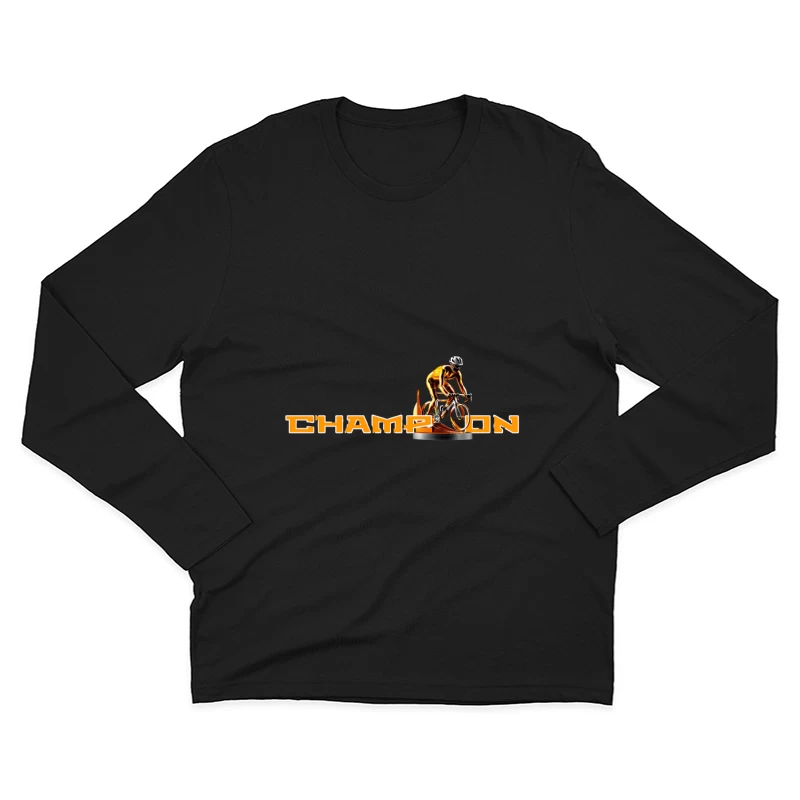 Champion Cycling Sports Logo with Trophy Cyclist Male Long Sleeve T-Shirt