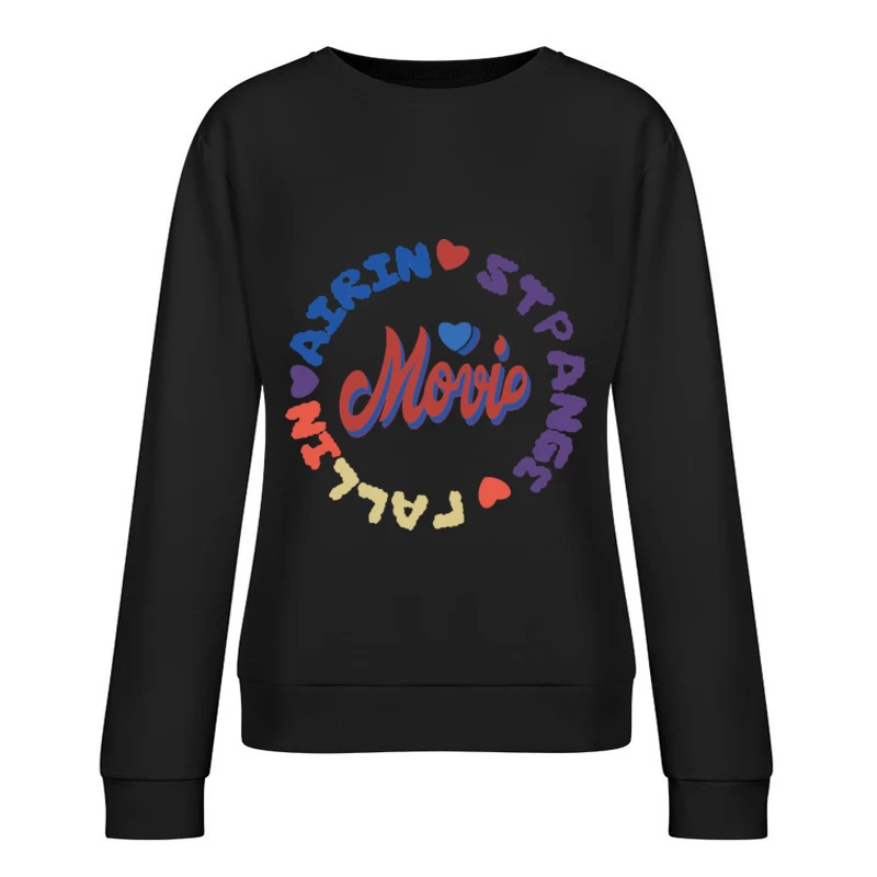 Bunter Schriftzug und Herzdesign Damen Pullover Sweatshirt