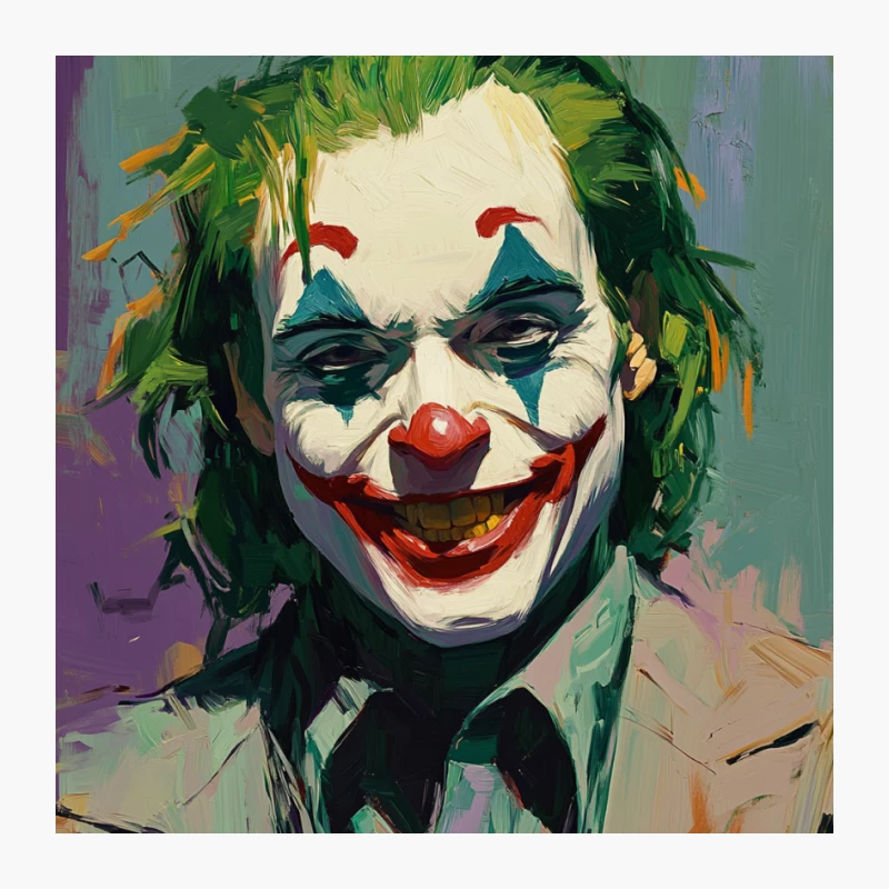 Artistic Portrait of Iconic Clown Character with Green Hair Pin
