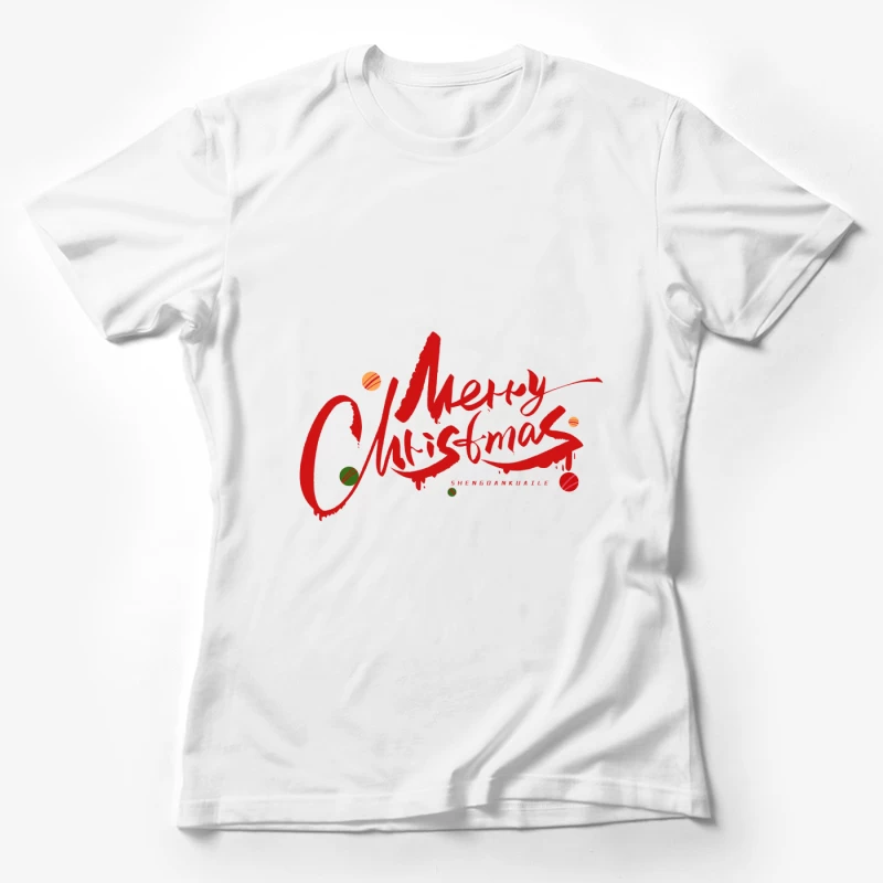 Fröhliche Weihnachten Design mit Kugeln Damen T-Shirt