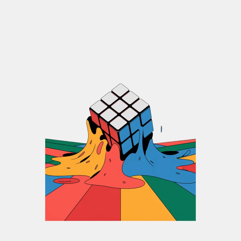Melting Rubik's Cube: A Surreal Abstract Art Male Tank Top