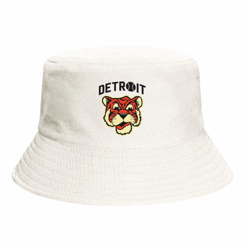 Vintage Detroit Tigers Baseball Team Logo Design Bucket Hat