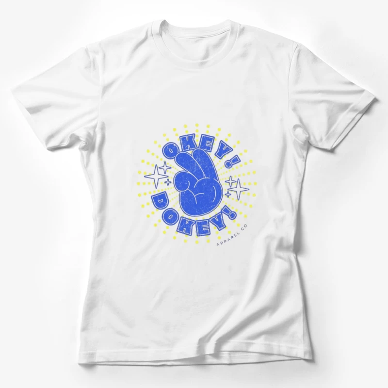 Blauer Schriftzug auf gelbem Hintergrund Damen T-Shirt