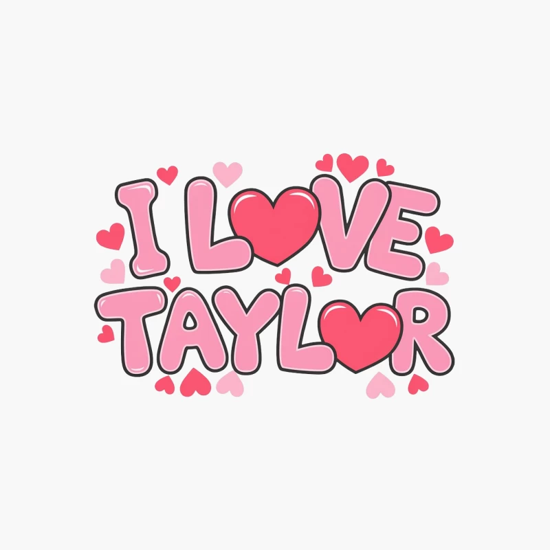 Colorful Fan Art Typography: "I Love Taylor" with Hearts Cotton Tote Bag