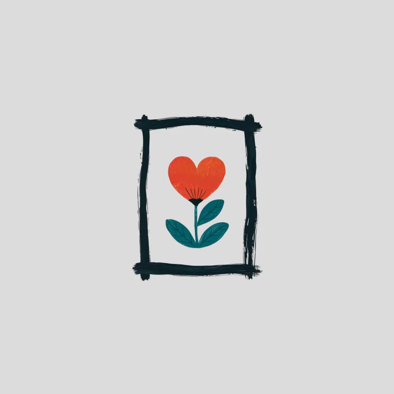 Minimalist Heart Flower Illustration: Love in Nature Baseball Cap